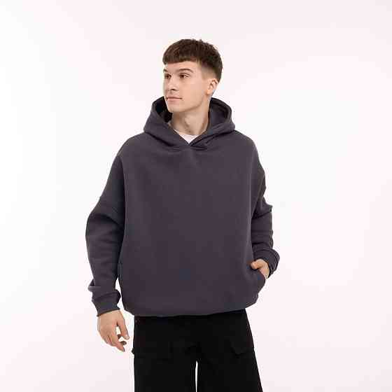 Графітове худи оверсайз для мужчин Pobedov Urbanist. Худи большого размера зимнее Киев