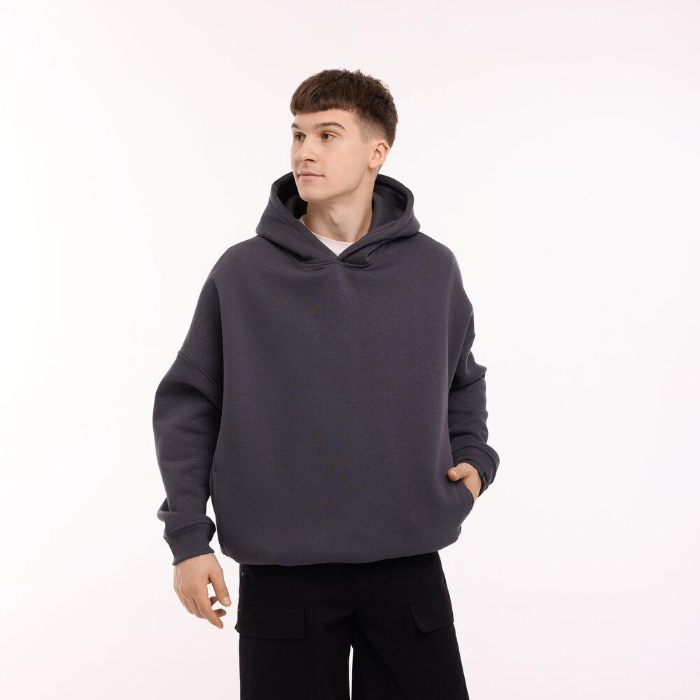 Графітове худи оверсайз для мужчин Pobedov Urbanist. Худи большого размера зимнее Киев - изображение 1