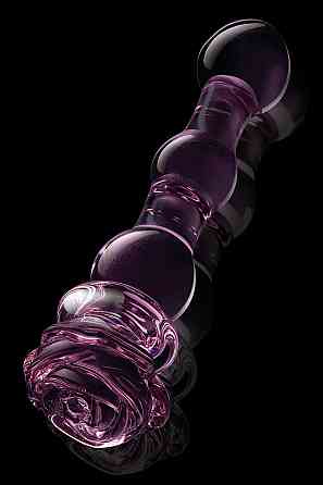 Скляний фалоімітатор Dream Toys Glaze Glass у формі бутона троянди з намистинами, рожевий Sex Aura Київ