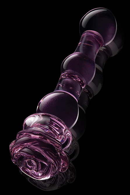 Скляний фалоімітатор Dream Toys Glaze Glass у формі бутона троянди з намистинами, рожевий Sex Aura Київ - фото 3