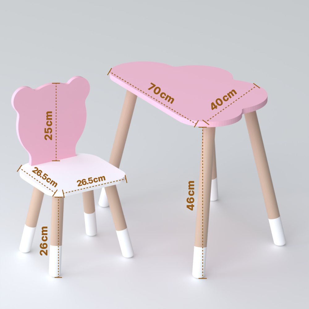 Дитячий столик "Хмарка" та стілець "Медведик" рожевий Київ - фото 1