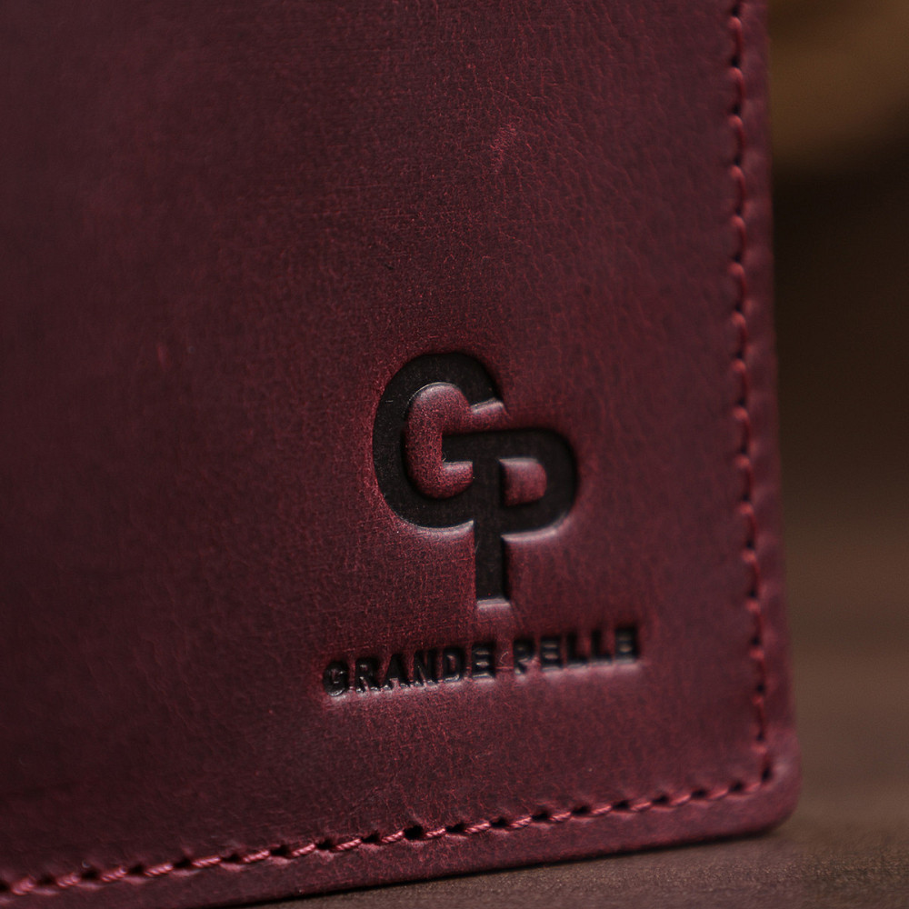 Шкіряне жіноче матове портмоне GRANDE PELLE 11561 Бордовий Київ - фото 1