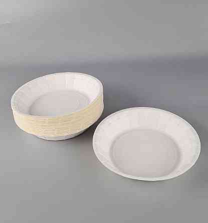 Тарілка з харчового картону 600 мл Біла D20 см h3.5 см (25 шт.) Харків