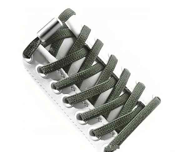 Шнурки еластичні без зав'язок з металевими застібками Темно-зелений Смела