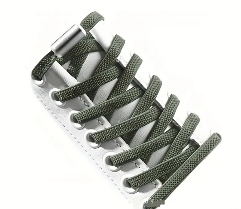 Шнурки еластичні без зав'язок з металевими застібками Темно-зелений Смела - изображение 1