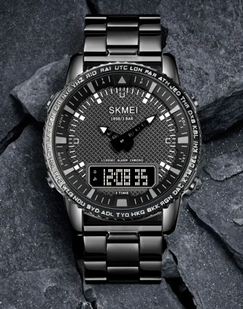 Мужские наручные часы Skmei 1898 (Черные с черным табло) Винница