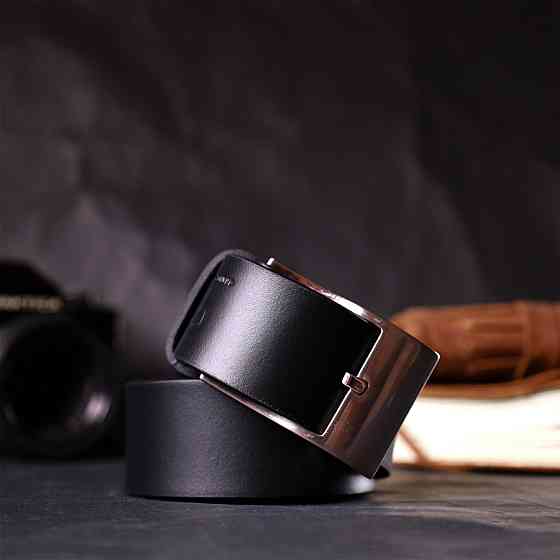 Классический пояс под брюки для мужчин из натуральной кожи GRANDE PELLE 11688 Черный Киев