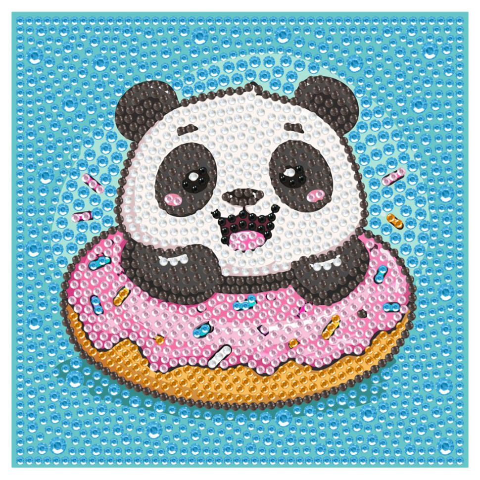 Алмазна мозаїка "Панда донат" DM5006 з рамкою 15х15 см Вінниця - фото 1