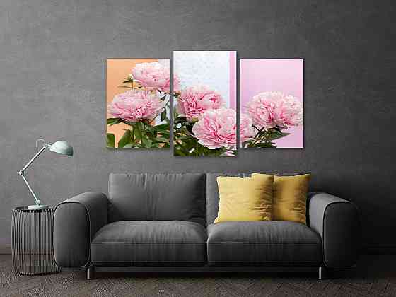 Модульная картина в гостиную / спальню  Піони  Art-664_3 100x150 см Киев