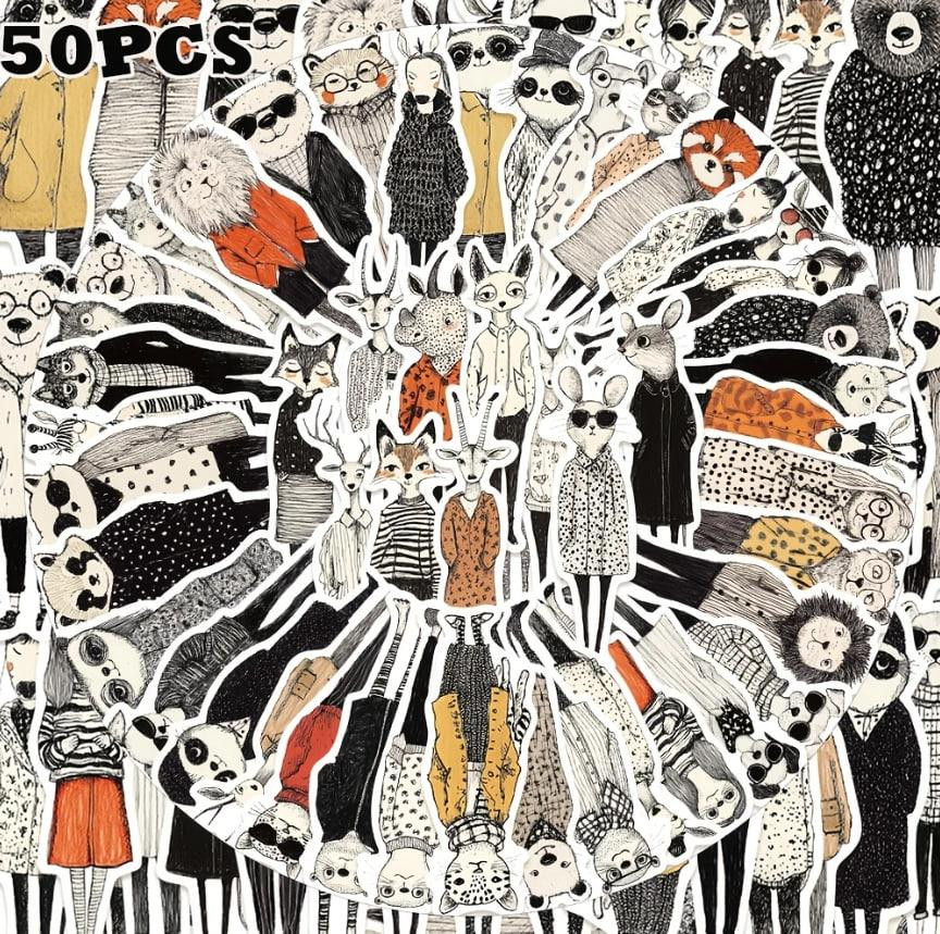 Ретро модные наклейки с животными, стикерпак 50 шт. Киев - изображение 2