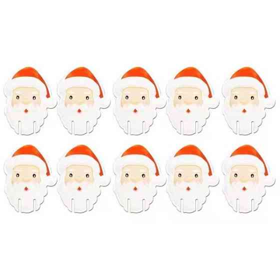 Декор на новый год на бокалы Дед Мороз 10 штук 7 на 5 см красно-белый Киев