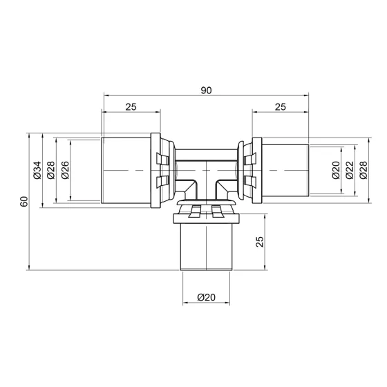 Тройник пресс Icma 20х20х26 №406 Киев