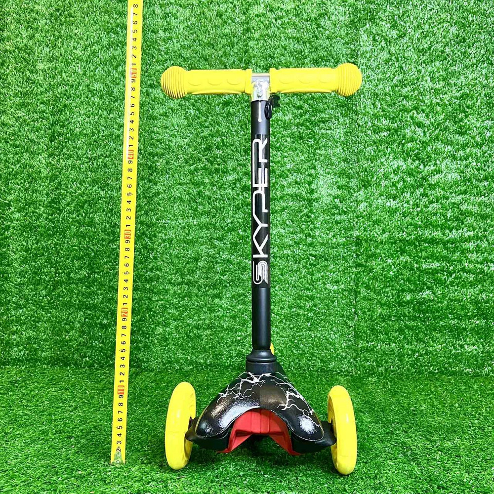 Самокат триколісний Skyper MINI колеса PU 120мм на 2-4 роки Жовто-чорний з принтом (112-70899) Чернигов - изображение 4