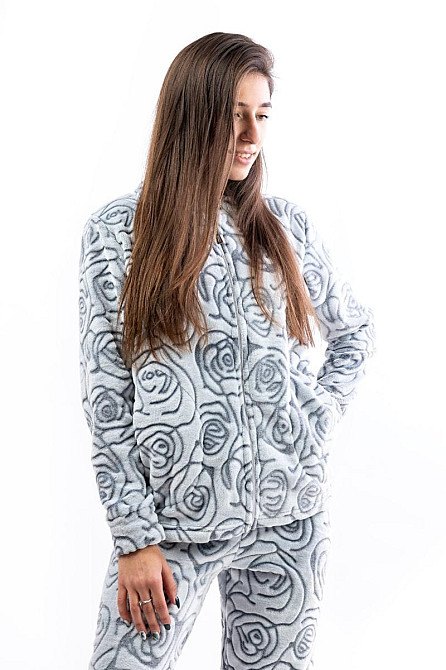 Домашній теплий костюм жіночий "Троянди" з капюшоном топ Крохатушка одяг Київ - фото 6