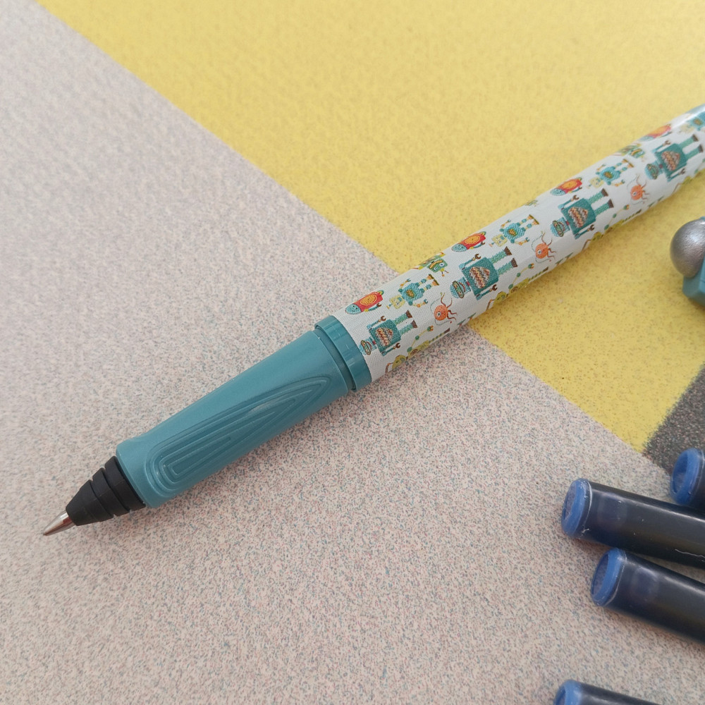 Ручка чорнильна Schneider РОЛЕР закрите перо та 4 капсули синій Київ - фото 2