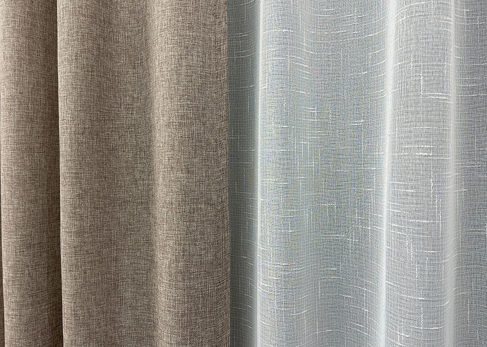 Комплект штор VR-Textil Лен Мешковина 100х270 2шт и Тюль 300х270 113ш-115т Светло-кофейный с белым 71-053/1 Киев - изображение 6