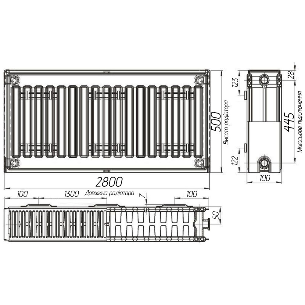 Радіатор сталевий панельний KALITE 22 бок 500х2800 (000022333) Київ - фото 2