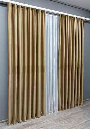 Комплект готових штор VR-Textil Оксамит (бархат) № 1654ш Карамельний 200х290 см 2 шт (32-079) Київ