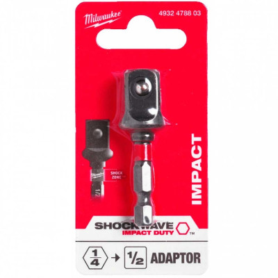 Адаптер для інструменту Milwaukee ShW 1/4"HEX - 1/2" квадратний хвостовик (4932478803) Вінниця - фото 4