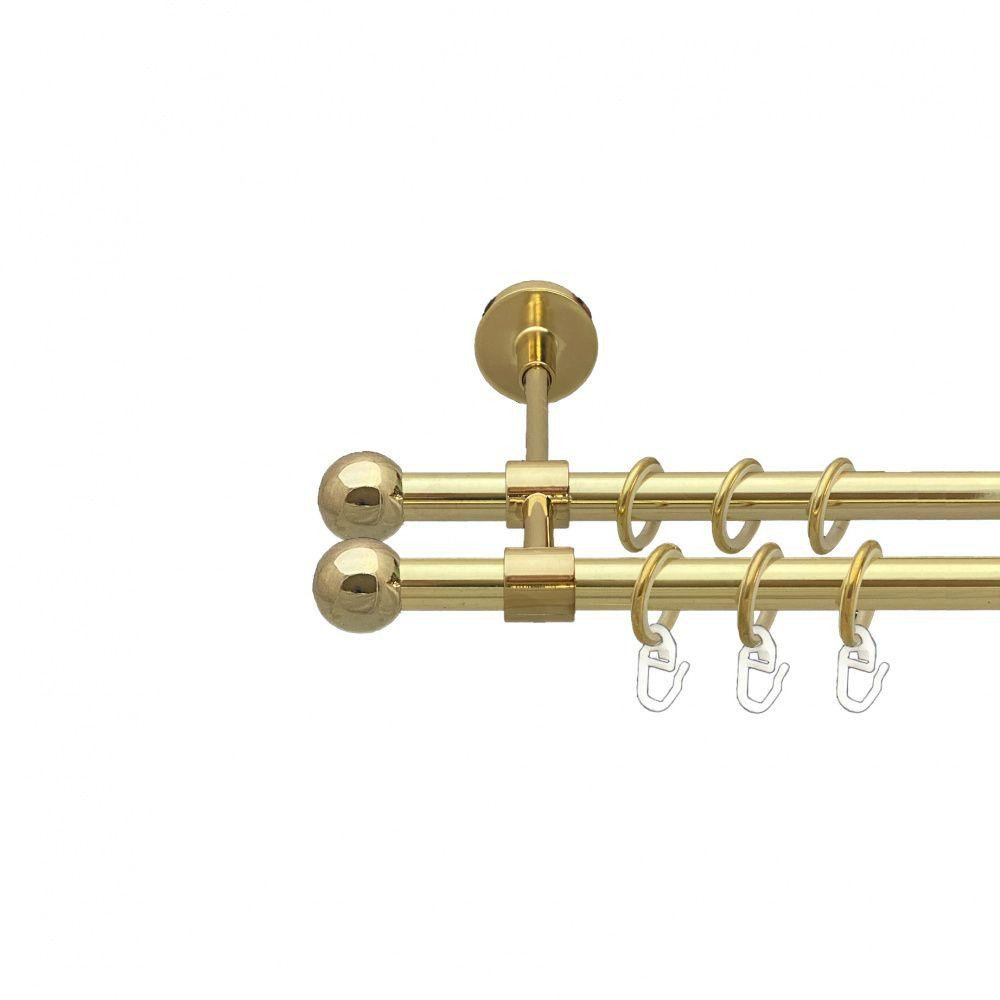 Карниз Orvit Куля Болонь металевий дворядний закритий гладка труба кільце металеве Золото 16\16 мм 300 см Львов - изображение 1