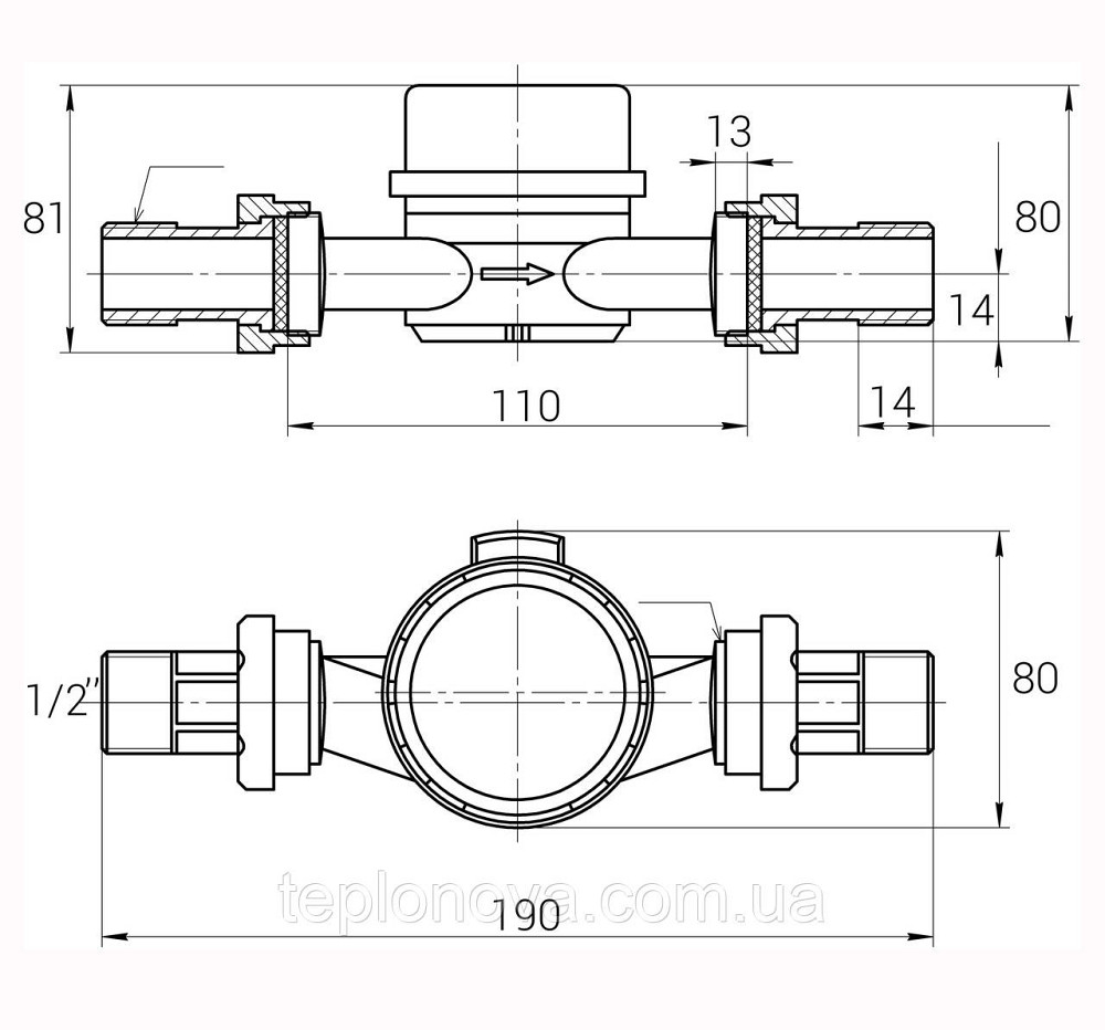 Счетчик холодной воды ECOSTAR DN15 1/2″ E-D R160 Черновцы - изображение 6