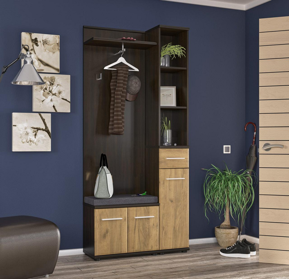 Тумба 2Д для обуви (без подушки) Трио - Венге / Дуб крафт Ш60хВ46хГ32 Львов - изображение 3