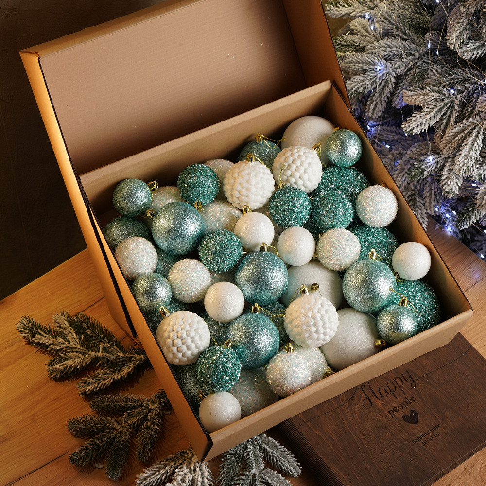 Набор новогодних игрушек на елку «Блеск» 40 шт Мятный елочные игрушки шарики украшения для елки Киев - изображение 1