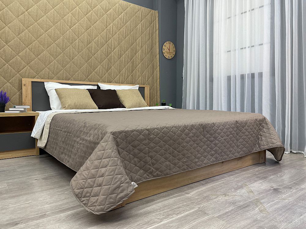 Покрывало двустороннее Decorator Microfiber ромб 140х215 см капучино с бежевым (85-003) Киев - изображение 2