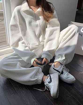 Жіночий базовий прогулянковий костюм двійка: кофта і штани вельвет вафелька Одеса