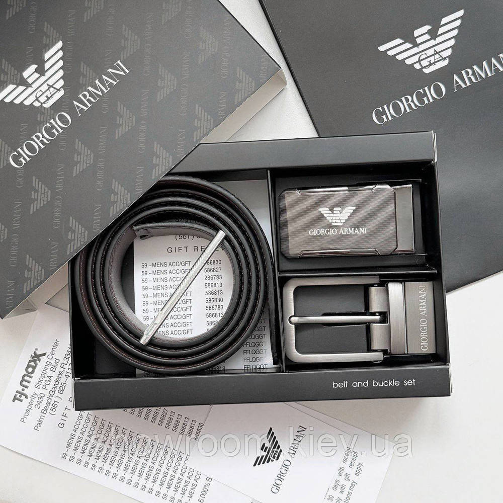УЦЕНКА!!! Мужской кожаный ремень с двумя пряжками, подарочная упаковка GA (314) Киев - изображение 2