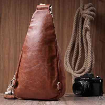 Сумка Vintage Женская из экокожи с акцентом на текстильную лямку Рыжая (22773) Винница