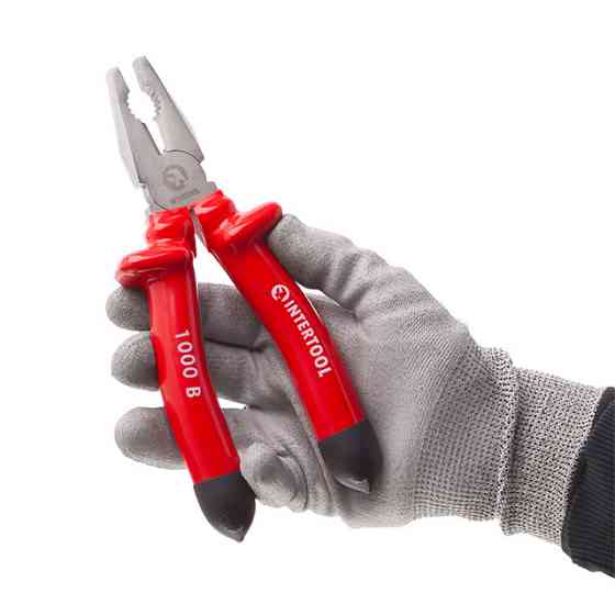 Плоскогубці 200 мм, діелектричні, 1000 В, CrV 6150 INTERTOOL NT-0314 Київ