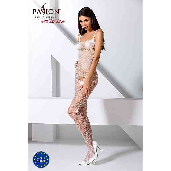 Бодістокінг Passion BS071 white, комбінезон на бретелях Sex Aura Київ