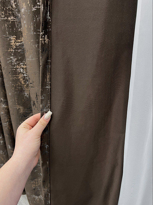 Комплект готових штор VR-Textil Оксамит (бархат) Mirage № 2034ш Шоколадний 150х275 см 2 шт (33-1075) Київ - фото 6