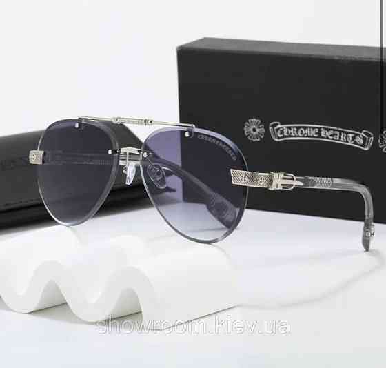 Солнцезащитные стильные очки безоправные Chrome Hearts (7847) серые Киев