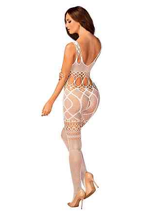 Сітчастий бодістокінг з імітацією топа та шортів Obsessive Bodystocking G330 S/M/L, white, з доступо Sex Aura Київ