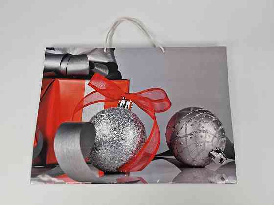 Картонні пакети з ручками Гігант горизонтальні Новорічні 46*33*15-007 (12 шт.) Харків