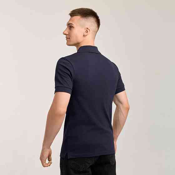 Темно-синее нави мужское классическое поло на пуговицах Pobedov. Футболка поло Pobedov Royal синяя Киев