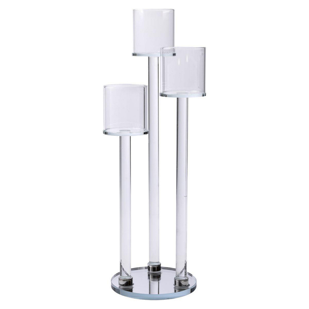 Підсвічник скляний на 3 свічки 12×37.5 см підсвічник декоративний прозорий на ніжці HP-4-13 Київ - фото 2