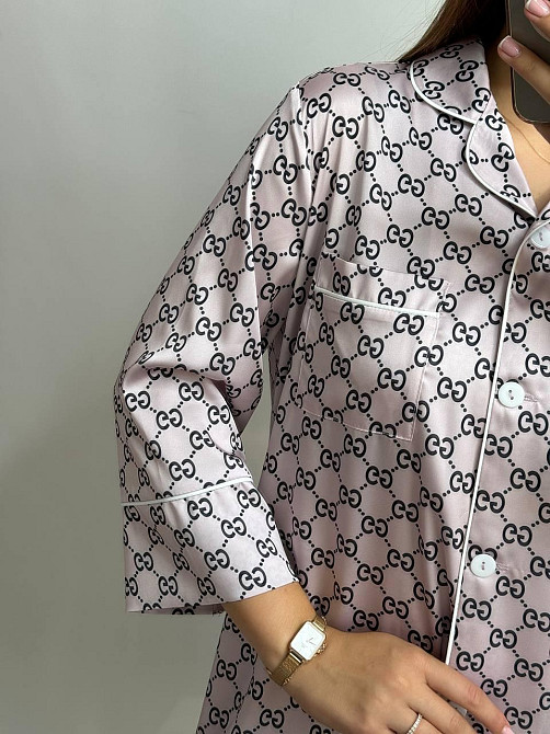 Женская ночная рубашка сатиновая Гуччи Пудровый L Харьков - изображение 3