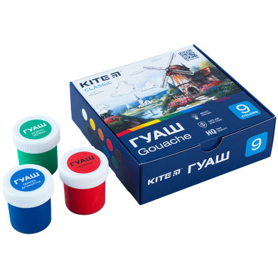 Гуашевые краски Kite Classic 9 цветов х 20 мл (K-072) Винница - изображение 2
