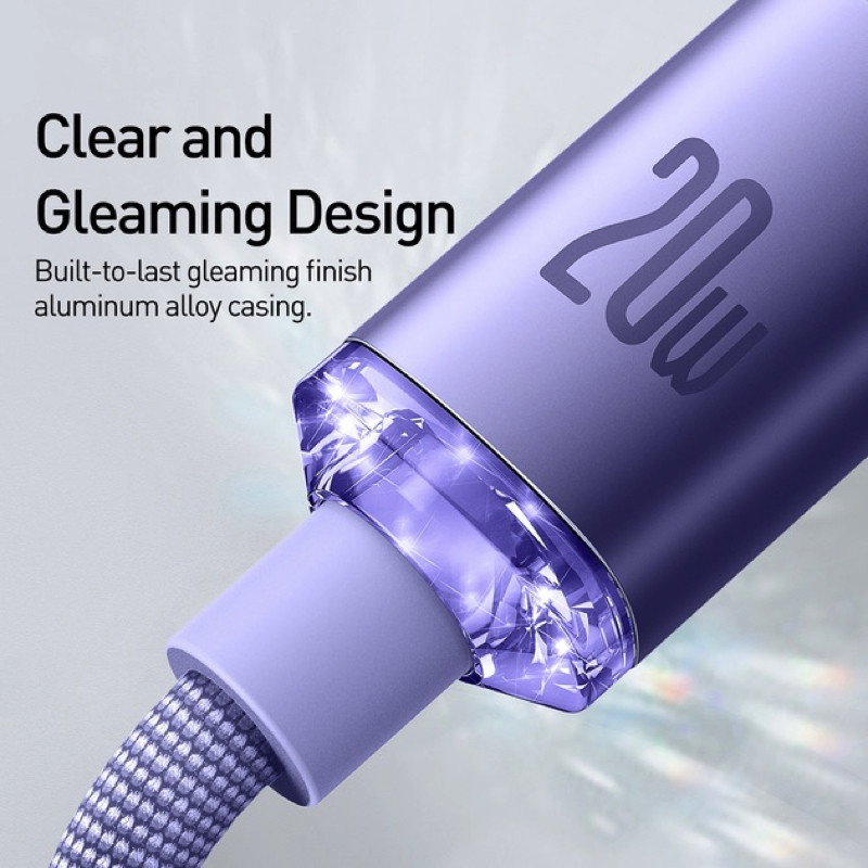 Кабель Baseus Crystal Shine Series Fast Charging Data Cable Type-C to iP 20W 2m Purple Київ - фото 2