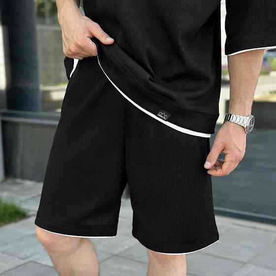 Мужской летний комплект шорты и футболка черный свободного кроя Pobedov Jack Киев