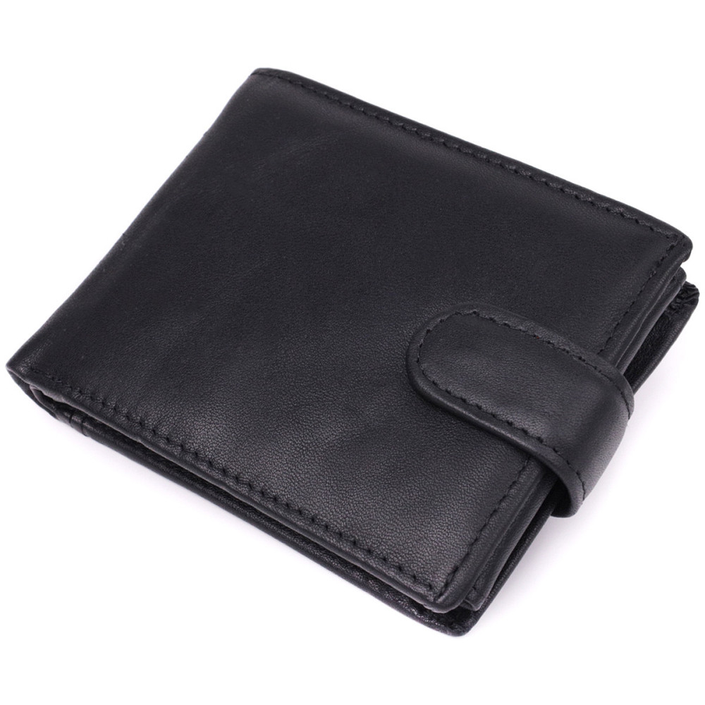 Місткий чоловічий гаманець з натуральної шкіри Vintage sale_15102 Чорний Київ - фото 1