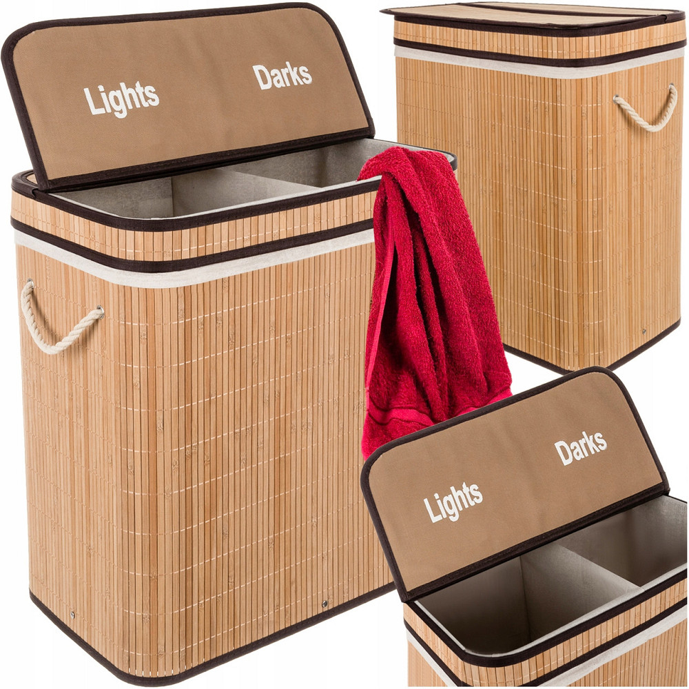 Бамбуковий кошик 100 літрів для білизни з двома відділеннями Ruhhy (24269) Нововолинськ - фото 1