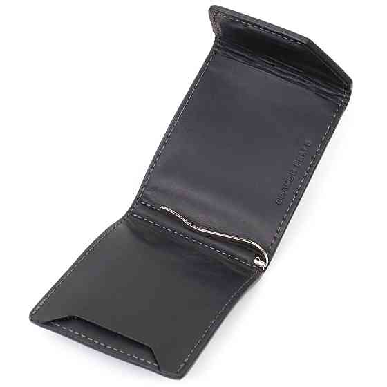 Компактний шкіряний затискач для грошей з утримувачем для Apple AirTag GRANDE PELLE 11617 Чорний Київ