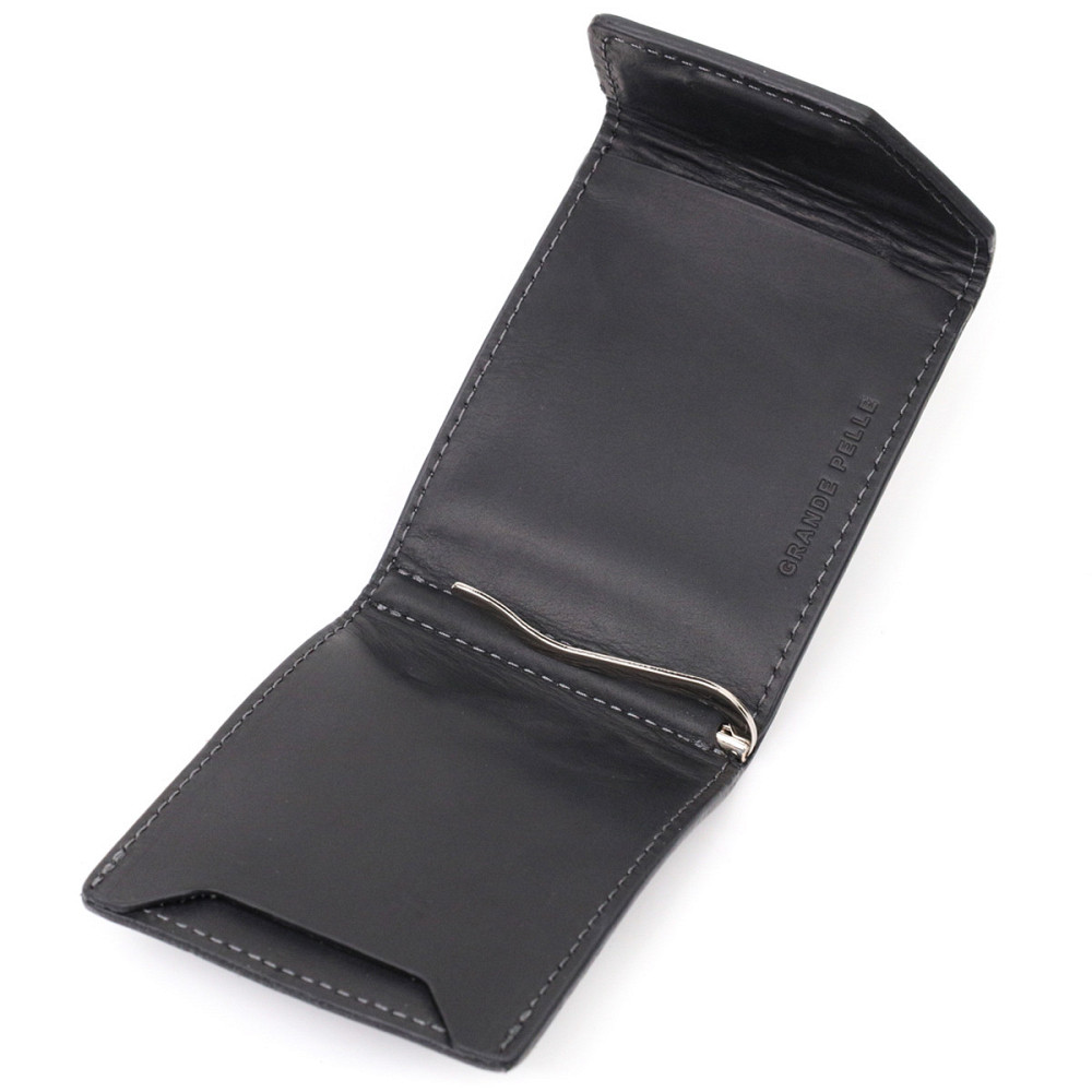 Компактний шкіряний затискач для грошей з утримувачем для Apple AirTag GRANDE PELLE 11617 Чорний Київ - фото 6