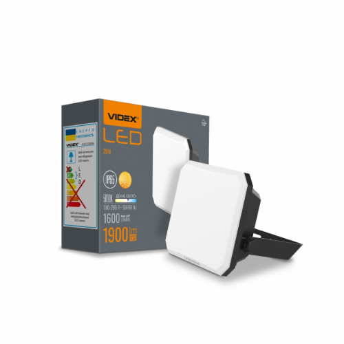 LED Прожектор 20W 5000К 220V чорний VLE-F3-0205B F3 Videx Житомир