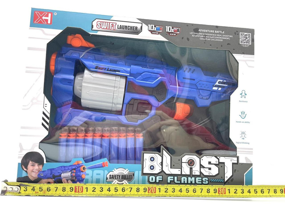 Помповий пістолет на м'яких патронах 20шт Синій (XH 9996-1) Чернігів - фото 5