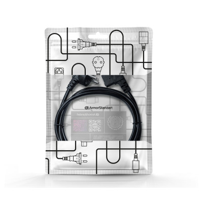 Кабель живлення C13 1.8m 90° corner black Armorstandart (ARM73124) Вінниця - фото 3